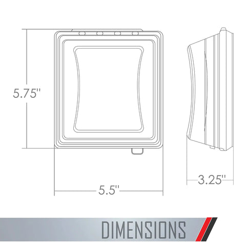 Diagram of Two Gang Vertical Mount Weatherproof In Use Cover for Outdoor Electrical Boxes, dimensions 5.75x5.5x3.25 inches.