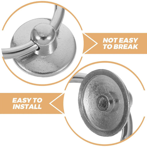 Close-up of eight pack metal cabinet pulls ring handles in silver zinc alloy, showing installation and durability features.