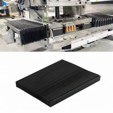 CNC Machine Accordion Bellows Cover 1.5 Meter Stretch Guard Waterproof Dustproof Oilproof Smooth Fabric Milling Shield in use
