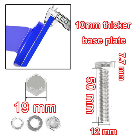 Heavy Duty Industrial Caster Wheels Set Of Four Featuring Silent Shock Absorbing Rubber Treads And Reinforced Steel Plates With Two Locking Brakes And Two Fixed Units Designed To Roll Like Butter For Heavy Loads And Shop Equipment Daily components, including a 10mm thicker base plate, bolt, and nuts.