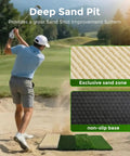 Golfer using 4 In 1 Foldable Heavy Duty Golf Hitting Mat With Sand And Tee Turf, anti-slip backing for realistic practice