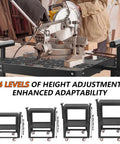 Heavy Duty Planer Stand With Wheels, 550 Lbs Load Power Tool Workstation with height adjustment and miter saw.
