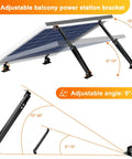 Diagram of Aluminum Alloy Solar Panel Mount With Adjustable Tilt Brackets Black Anti Corrosion Stand For 50W To 400W Panels.