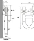 Diagram of Black Rustic Non Bypass Sliding Barn Door Hardware Kit For One Door With 8 Foot Flat Track And House Shoe Rollers Built Tough