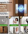 26 Pack No Drill Magnetic Cabinet Catches Ultra Thin Strong Magnetic Latch With Adhesive shown securing cabinets and protecting kids and pets