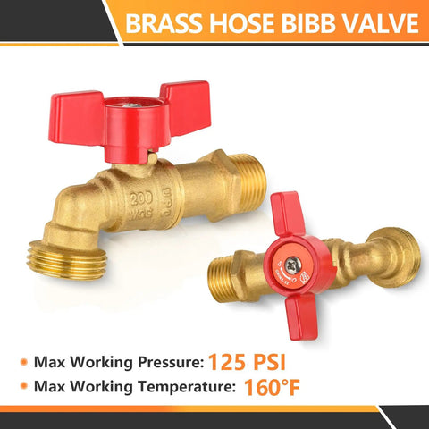50 Pack Sillcock Hose Bibb Valve Built to Last Tough as Nails 1/2 Inch MIP Inlet To 3/4 Inch MHT Outlet 1/4 Turn Brass Boiler Drain Valve Heavy Duty Corrosion Resistant For Heating Systems Garden Car Wash brass hose bibb valves with red handles