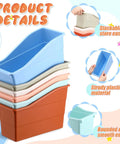 Color Pop light colors of 24 Pack Book Bins For Classrooms And Home Office, stackable and sturdy plastic, vertical organizer baskets.