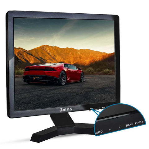 17-Inch 4:3 Security Monitor With 1280x1024 Resolution, No Image Stretching CCTV Screen, front view with car display