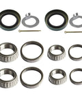 Set of 2 trailer axle bearing kits with 1.719 in seals; includes bearings, races, snap rings, and cotter pins.