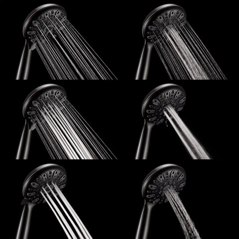Six Settings Handheld Shower Head With Rain And Massage Modes, High Pressure Shower Head, Brushed Nickel, Water Spray Settings