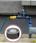 Heavy Duty Waterproof Leak Repair Tape for plumbing shown in use on outdoor pipes, strong adhesive rubber sealant roll