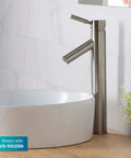 Elavo Round Vessel White Porcelain Ceramic Bathroom Sink 18 Inch Go-To Pick For Any Bath next to brushed nickel faucet.