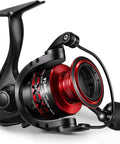 Lightweight Flame Spinning Reel With Ultra Smooth 9 Plus 1BB Technology Carbon Fiber Frame 19.8 Lb Max Drag 1000 Series Red Finish