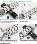 Watch Band Link Removal Kit For Metal And Stainless Steel Bands Pro Grade Tool Free Sizing Pin Remover in use to adjust band size