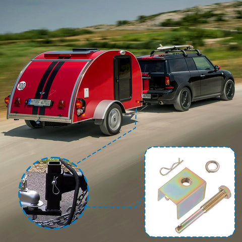 Anti Rattle Hitch Pin Shim Kit For Two Inch Receiver Eliminates Trailer Hitch Wobble Vibration And Noise No More Universal Fit, shown with trailer.