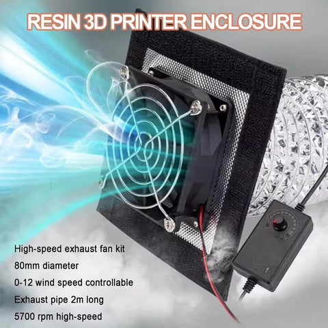 Resin 3D Printer Enclosure With Temperature Control, Odor Busting, LED Lighting, Adjustable Fan Speed, Dust Shield, Quiet Operation, And Real Time Humidity Monitor fan kit in action
