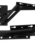 Two Pack 80 Degree Bench Seat Hinge Foldable Lifting Bracket Heavy Duty Black Spring Hinges for furniture storage support