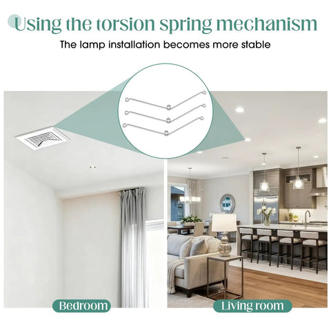 Vicenpal Recessed Lighting Spring Clips Bulk Metal Torsion Spring Clip in ceiling for stable lamp installation in bedroom and living room.