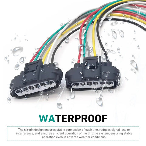Heat Resistant 6 Pin Throttle Body Pigtail Connector 6 Way Plug and Play Wiring Harness For Throttle Position Sensor TPS Repair Durable Flame Retardant Shell Easy Install Black