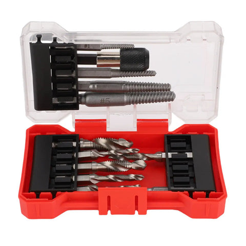 Awesome 11 Piece Screw Extractor Set For Easy Removal Of Broken Bolts And Damaged Threads Perfect For Drilling And Repairing Aluminum And Hard Plastic Mechanical Jobs With Handy Storage Box, 11-piece alloy steel set in plastic case