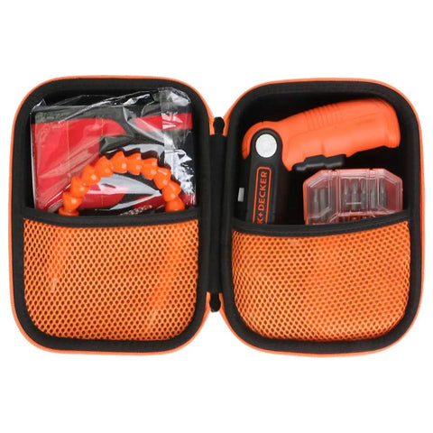 Hard Carrying Case Replacement For Black Decker 4V Max Cordless Screwdriver BDCSFL20C with internal mesh pockets and tools