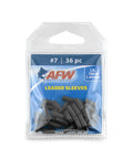Pro Grade Copper Crimp Sleeves For Fishing Line Single Barrel Size Seven Point One Zero Six Inch Black 36 Count pack front view