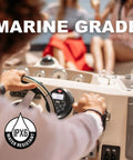 Marine Boat Stereo Gauge Receiver With Bluetooth Head Unit installed on boat dashboard, IPX6 water-resistant