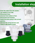Washer Drain Pump Replacement Kit For Whirlpool Maytag Amana Washers W10391443 Replaces 3020184 AP6020786 PS11754106 EAP11754106 No Fuss Plug And Play Install Fits Models WFW70HEBW0 WFW80HEBC1 WFW80HEBW0 WFW8640BC0 WFW8640BC1 WFW8640BW0 installation steps