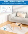 Flat Plug Power Strip With 10 Ft Cord, 6 Outlets And 4 USB Ports shown extended in a modern living room setup