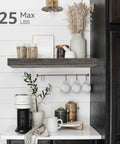 Floating Wall Shelves Set Of 2 For Bathroom Over Toilet, 15.7 Inch Wide By 6.7 Inch Deep, Dope Farmhouse Gray MDF Shelves With Steel Brackets