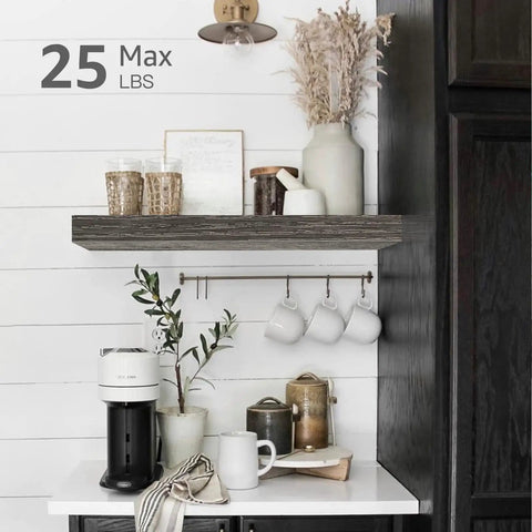 Floating Wall Shelves Set Of 2 For Bathroom Over Toilet, 15.7 Inch Wide By 6.7 Inch Deep, Dope Farmhouse Gray MDF Shelves With Steel Brackets