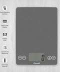 Top view of Glass Digital Kitchen Scale with 15 Pound Capacity, Big Backlit Display, Easy Touch Controls, gray color.