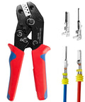 Ratchet Wire Crimping Tool For Open Barrel Terminals, 24-14 AWG, Durable Steel Crimper For Deutsch Delphi AMP Dupont TYCO Connectors