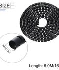 Cable Management Sleeve Kit With Spiral Tube Wrap, 5M length, 8mm diameter, black PE, for tidy cable organizing