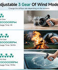 Person using Ultra Power Electric Air Duster With 130000 RPM Brushless Motor 3 Speed Mini Dust Blower for various tasks.