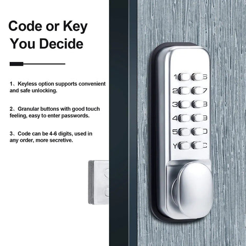 Mechanical Door Lock With Keypad For Indoor And Outdoor Doors, Waterproof Keyless Entry Knob And Deadbolt, Heavy Duty Stainless Steel Gate Lock Set With Handle, Works Left Or Right Swing