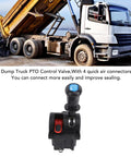 Dump Truck with raised bed and PTO Control Valve, Four Holes Slowdown Tipper Switch, showing hydraulic system and switch details.