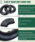 Two Pack 3.50-8 Inner Tubes With TR-87 Valve Stem For Small Utility Equipment, Fits 8-Inch Rims, displayed in packaging