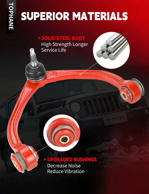 12-Piece Front Suspension Kit with red PU bushing upper control arm for Dodge Dakota & Mitsubishi Raider