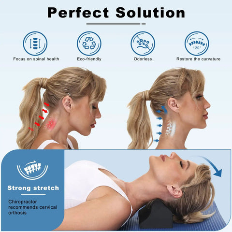 Neck Saver Stretcher Pillow For Pain Relief, Cervical Traction Device For Neck Spine Alignment, Neck And Shoulder Relaxer, Orthotic Cervical Pillow For Home Therapy And Posture Support, 120° stretch