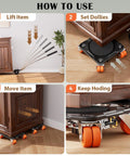 How to use Awesome Heavy Duty Furniture Movers Dolly Set with auxiliary lifter and dual wheeled casters for moving furniture.