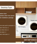 Compact 2 In 1 Washer Dryer Combo, 3.5L Mini Washing Machine With Lcd Touch Panel and Stainless Steel Drum, wall-mounted setup with display table.