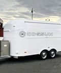 Premium Fully Equipped Food Trailer With Complete Mobile Kitchen Setup Designed For Street Vendors And Festival Catering A Ready To Roll Turnkey Business Rig Built For Serious Hustle in white with steel features.