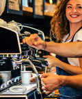 Barista using espresso machine with 58mm Silicone Group Head Gasket For 9 Series Espresso Machines BES900XL BES920XL BES980XL BES990