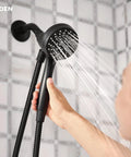 Using Engage Magnetix Eco Performance Handheld Showerhead With Magnetic Docking System, Six Spray Functions, Matte Black in shower
