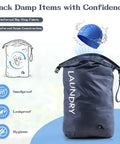 No Cap Vacuum Compression Travel Laundry Bag With Waterproof Wet Dry Organizer Odor Proof Storage. Nylon bag with strap.