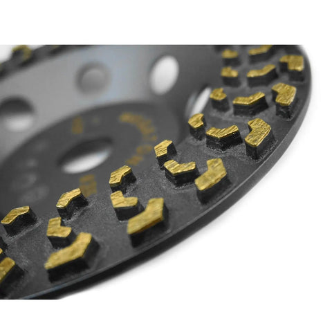 Close-up angle of 7 Inch Diamond Cup Grinding Wheel For Concrete And Coatings Removal With CDB Technology Cluster Diamond Brazing
