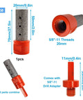 Pro Grade Diamond Chamfering And Countersink Drill Bit Set For Glass And Ceramic Tiles, 3-piece kit with dimensions and adapter