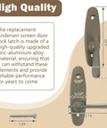 Thumb Latch Replacement Sliding Door Lock for Patio Doors Fits Narroline Gliding Perma Shield Gliding And Frenchwood Gliding Models Includes Fasteners for 2 Panel and 4 Panel Doors Durable Easy Install Hardware for Smooth Operation, showing dimensions and materials.