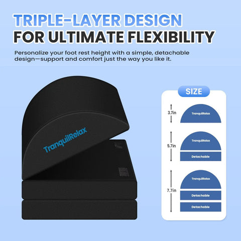 Under Desk Foot Rest Ergonomic Foot Stool With Three Adjustable Heights And Washable Cover for office, home, and car use.